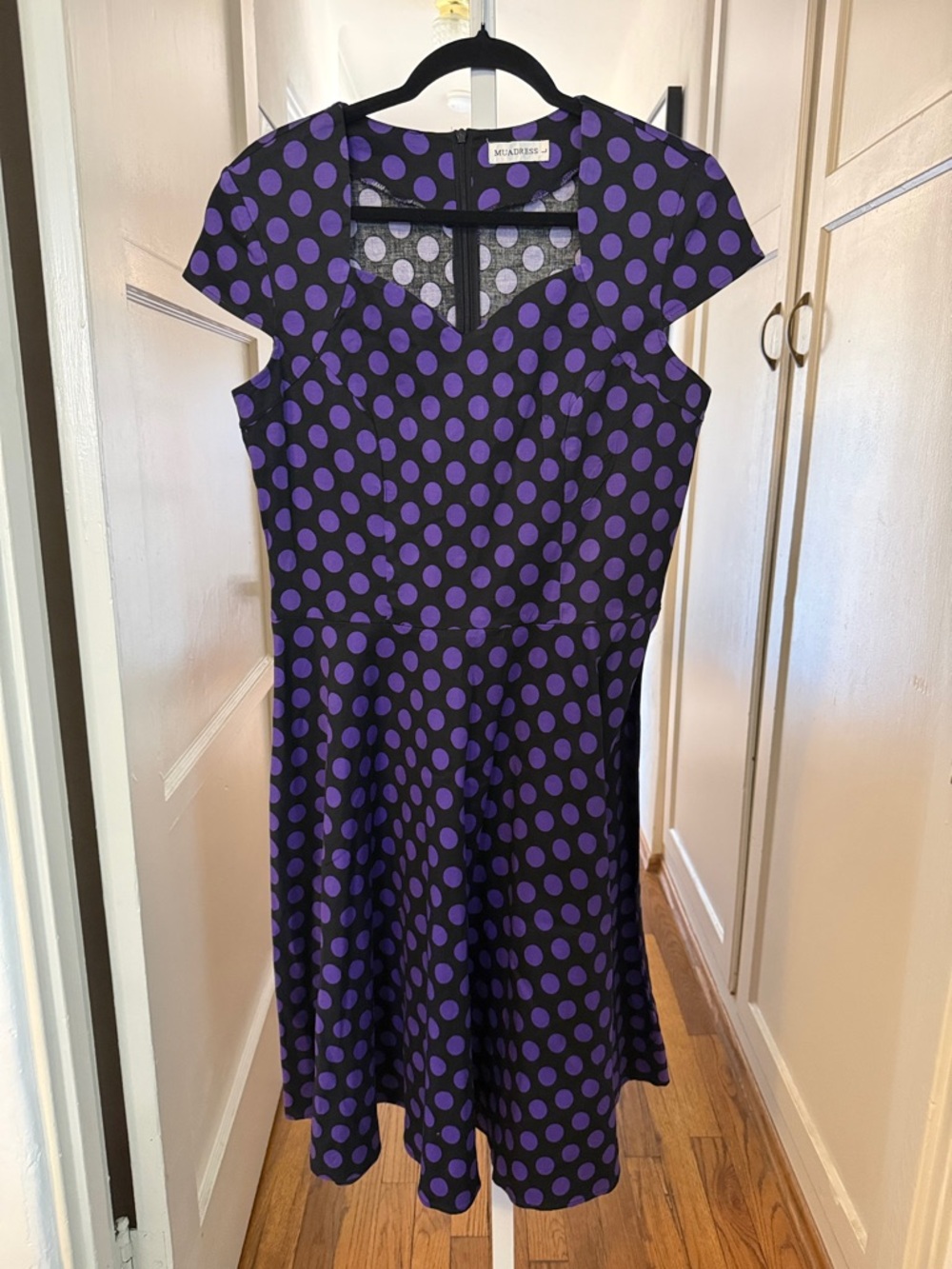 Muadress Purple Polka Dot Fit & Flare Dress